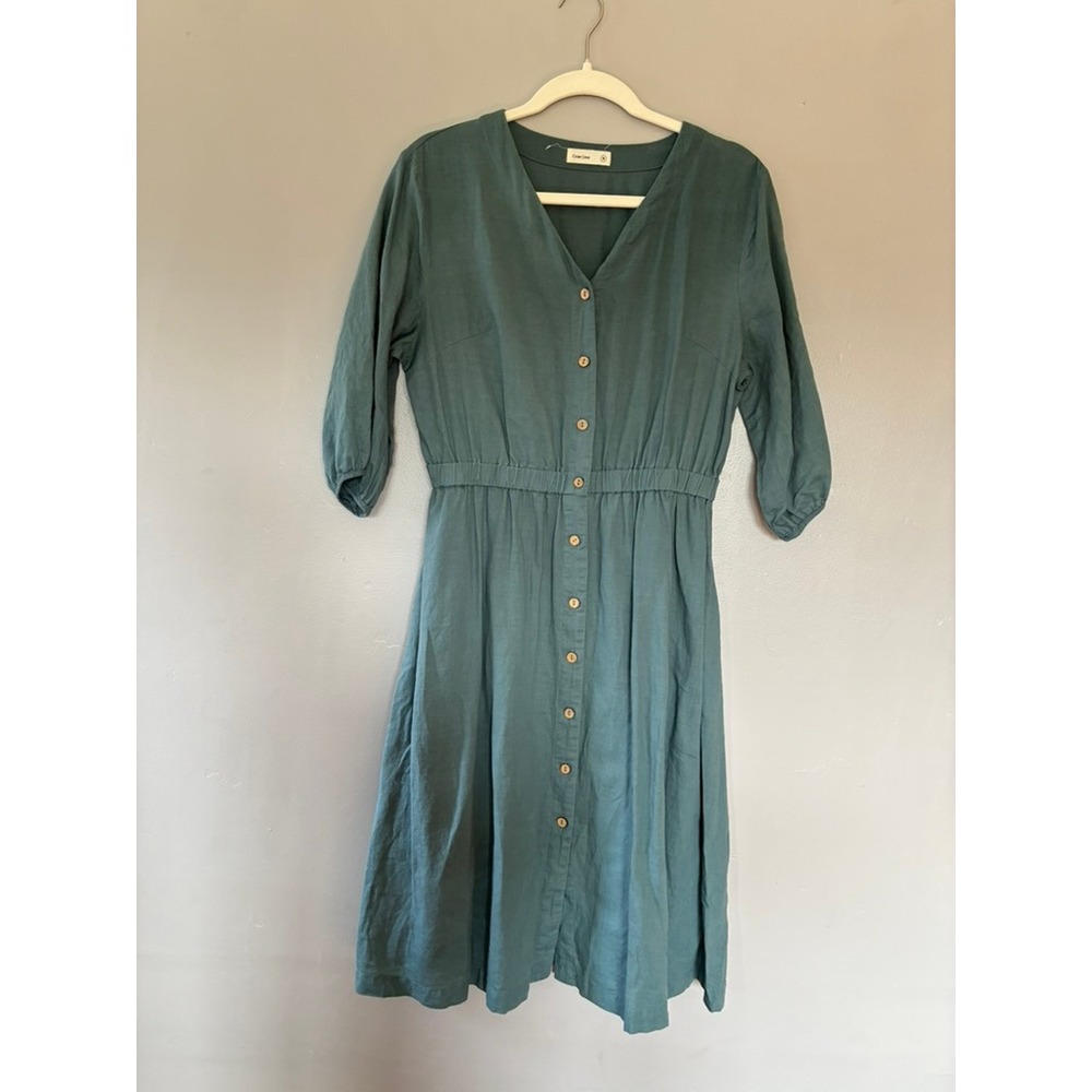 M Grae Cove Linen/Cotton Midi Dress Cottage Sustainable Minimalist Natural Basic